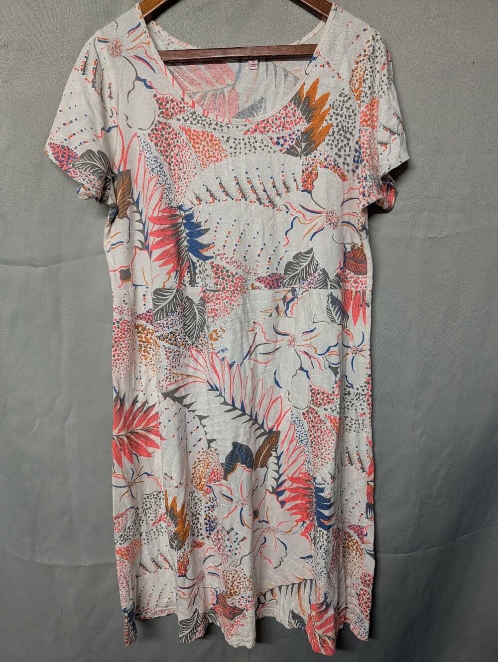 Tropical Floral Short Sleeve Beach Shirt Dress Size Medium